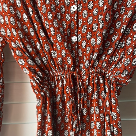 Christy Dawn Rust Floral Midi Dress – Deadstock Fabric, Size Small - Picture 3 of 5